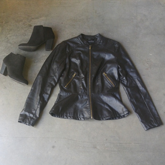 New Look Jackets & Blazers - New Look Black Faux Leather Jacket